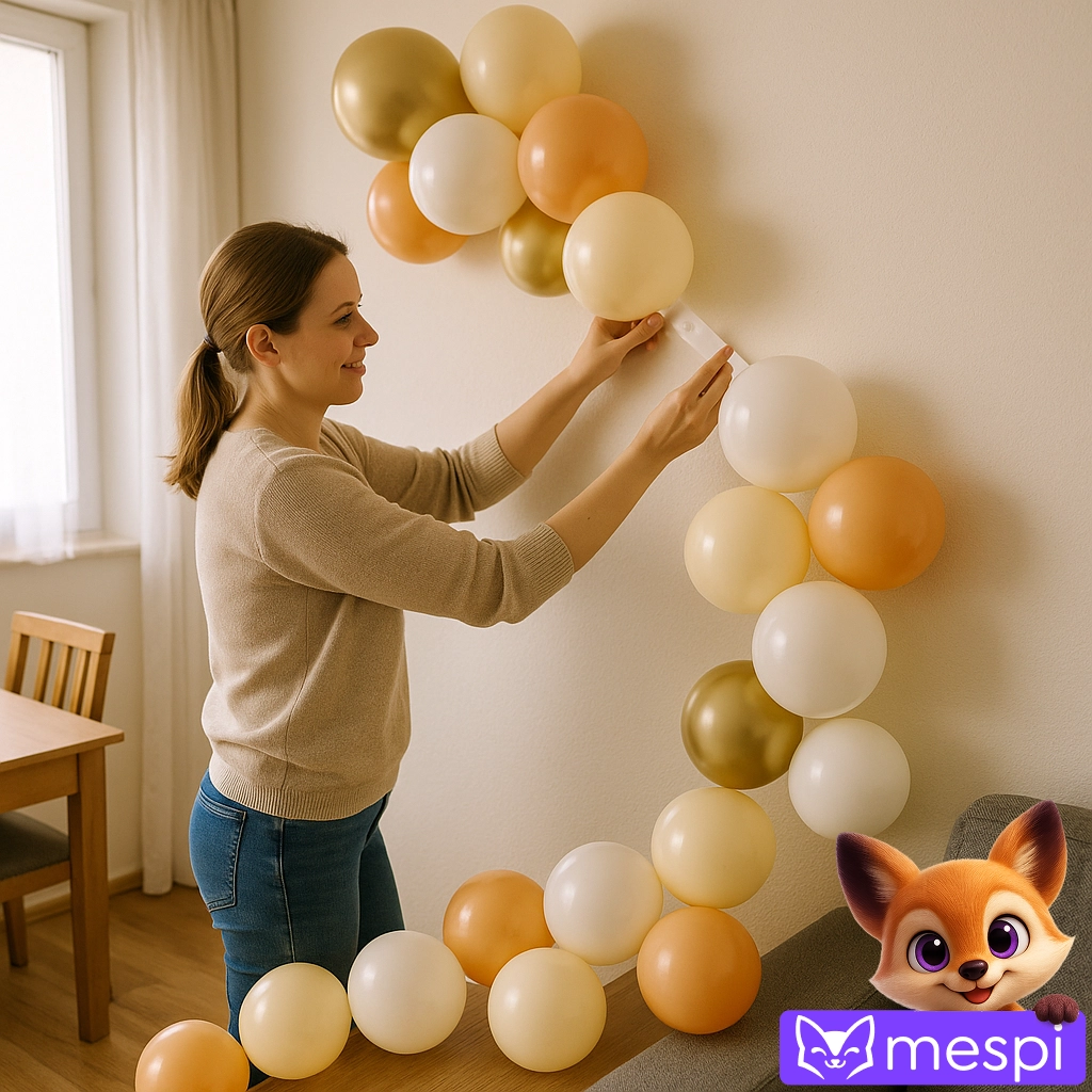 A változat: falra való léggömbgirland lépésről lépésre