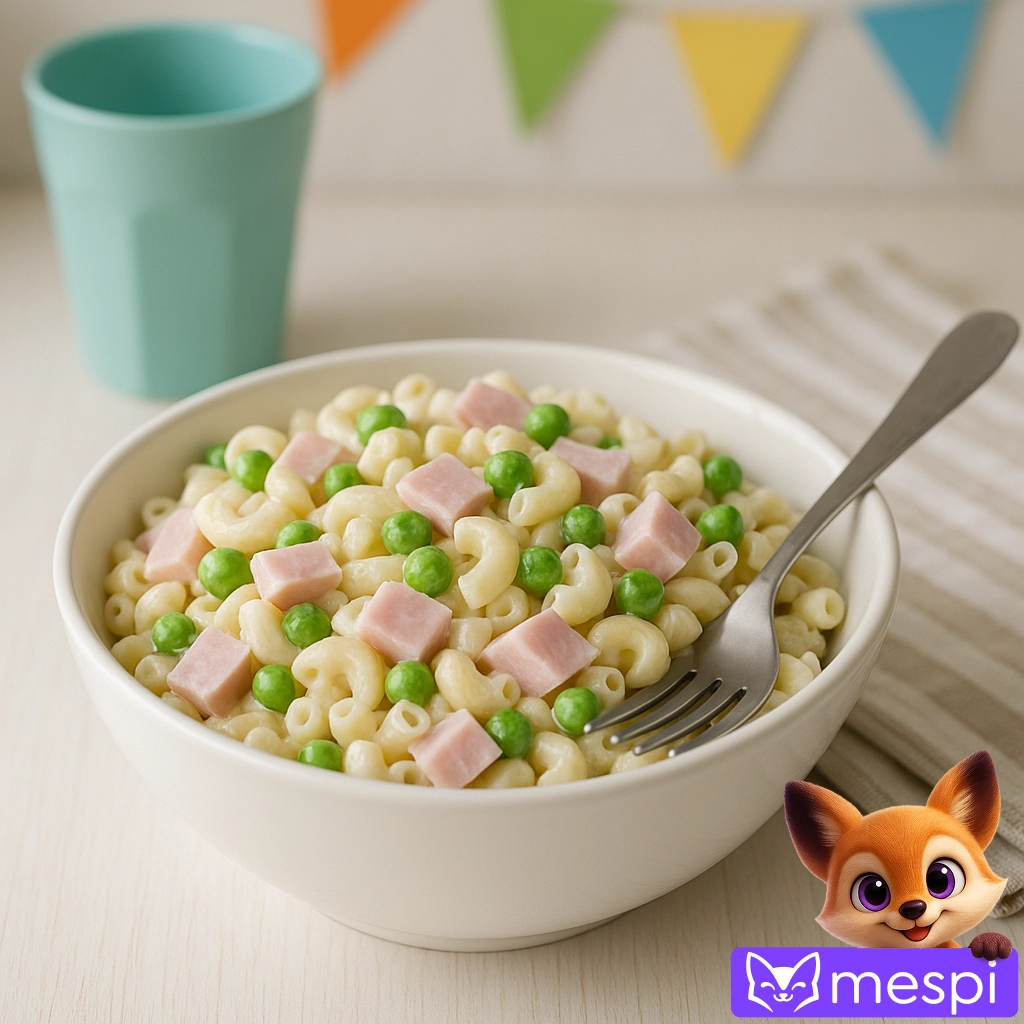 Nežna solata s šunko in grahom, ki tekne tudi mlajšim otrokom