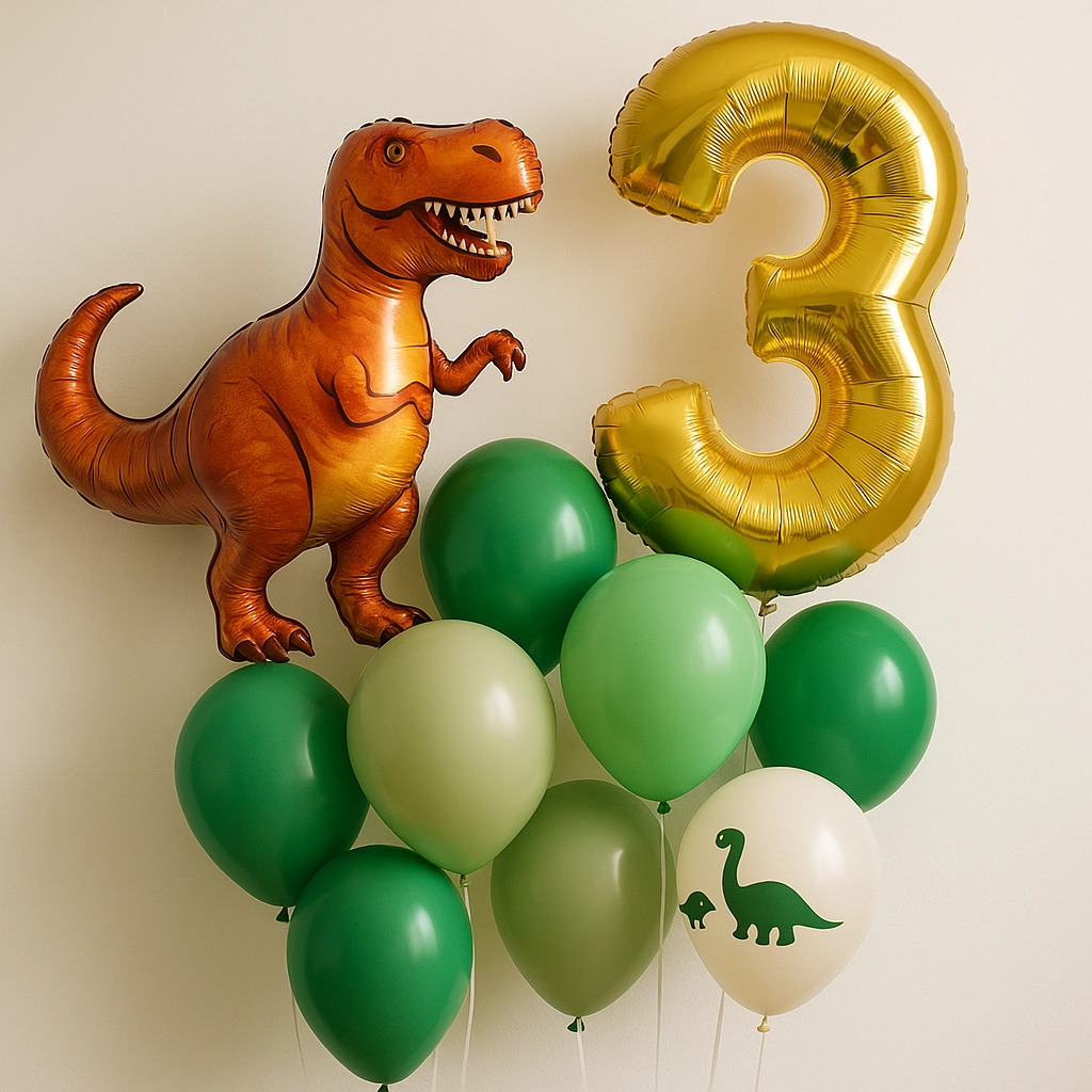 Dinosauří balónky: jak je kombinovat, aby nepůsobily chaoticky