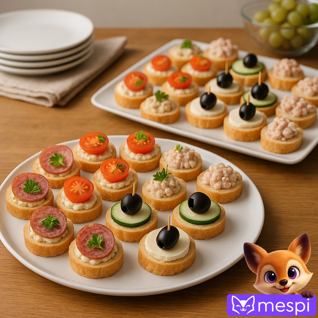 Koliko kanapejčkov pripraviti in kako sestaviti raznoliko pogostitev