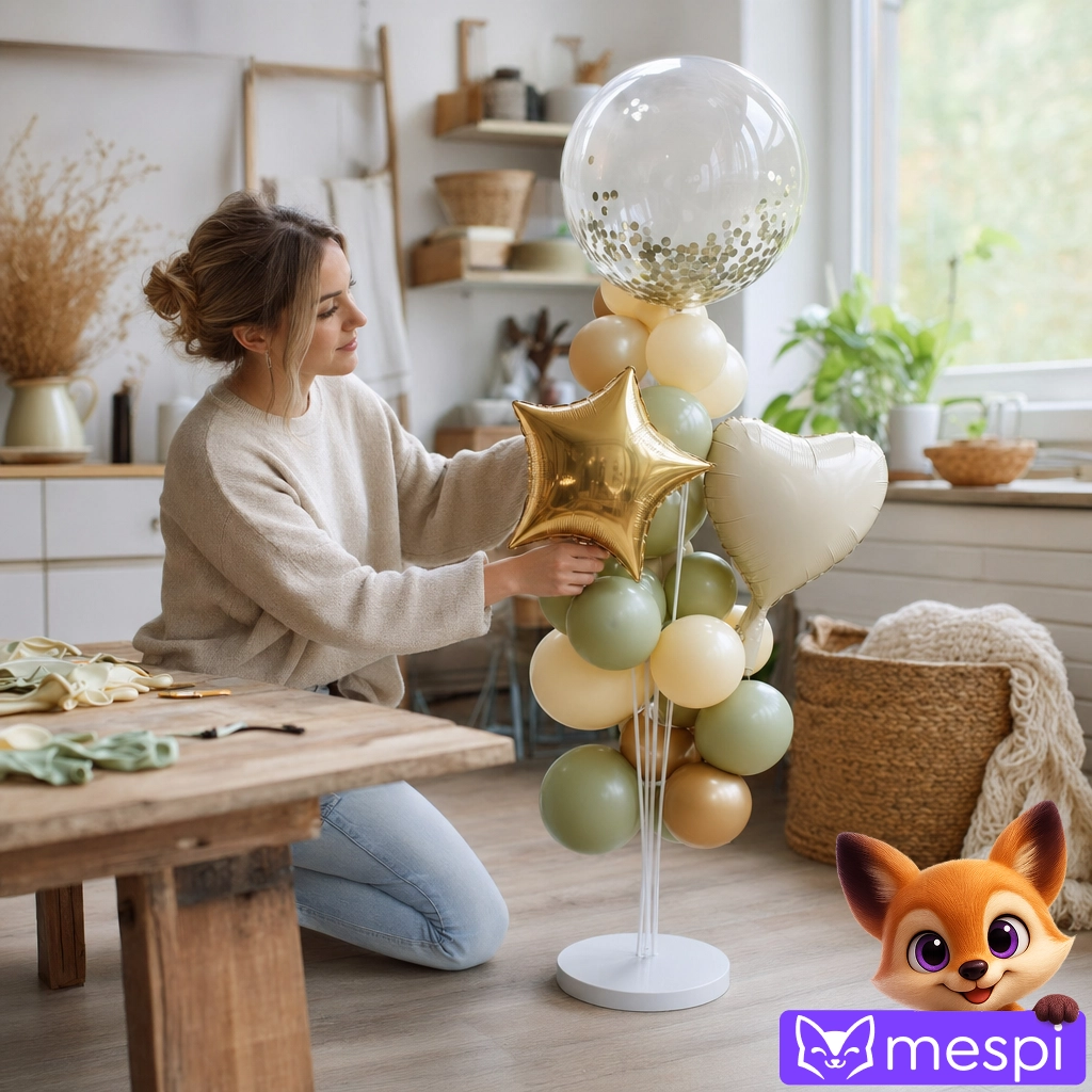 Kombinování latexu, fólie a bobo: aby stojan nepůsobil chaoticky