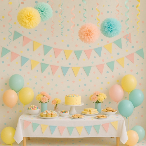 A leglátványosabb, pénztárcabarát dekorációk: konfetti, pomponok és spirálok a gyakorlatban