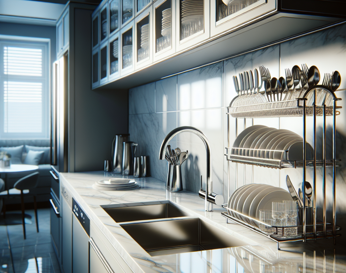 Odkvapkávače na riad so zabudovaným držiakom na príbory: Funkčnosť a dizajnové riešenia