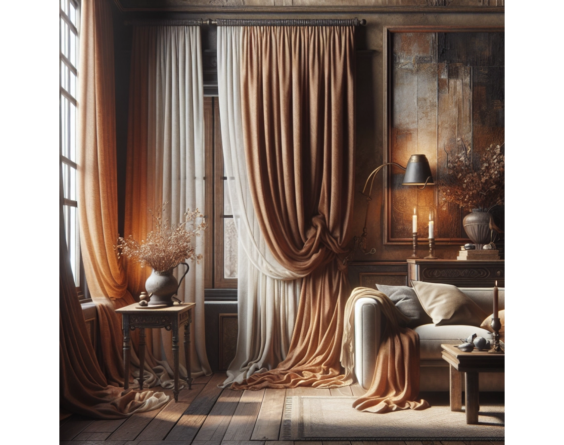 Závěsy jako dekorativní prvek v rustikálních interiérech