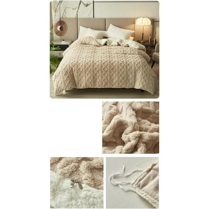 Obojstranná plyšová deka/ prehoz na posteľ 180x220 cm - hnedá