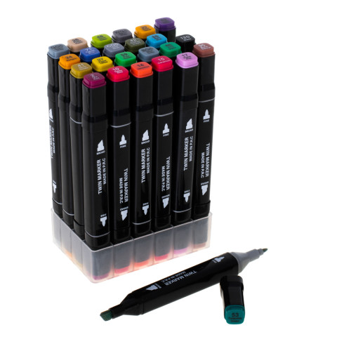  Sada obojstranných fixiek 24 ks