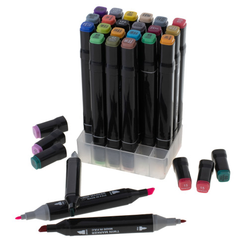  Sada obojstranných fixiek 24 ks