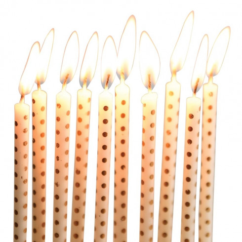 Tortové sviečky biele s bodkami - 10 ks
