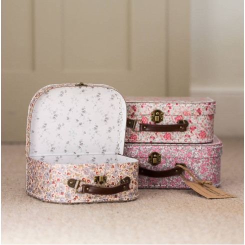 Kartónový kufrík s drobnými kvietkami - veľký