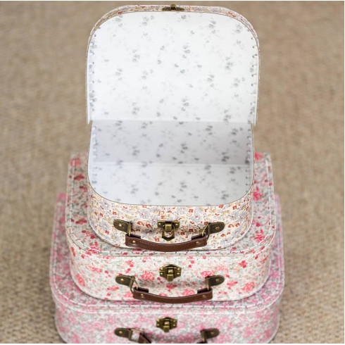 Kartónový kufrík s drobnými kvietkami - veľký