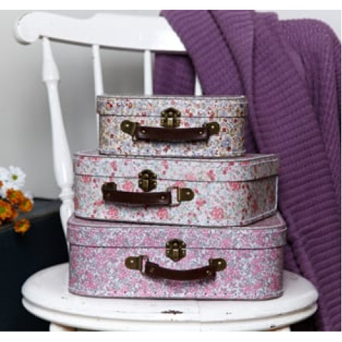 Kartónový kufrík s drobnými kvietkami - veľký