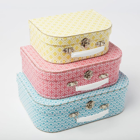 Kartonový kufřík růžový - střední