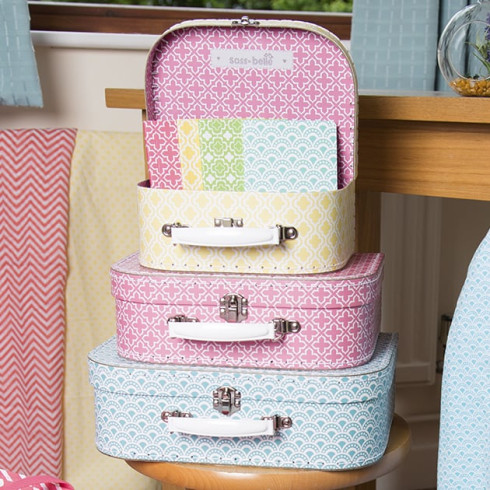 Kartonový kufřík růžový - střední