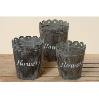 Kovový kvetináč "Flowers" - stredný