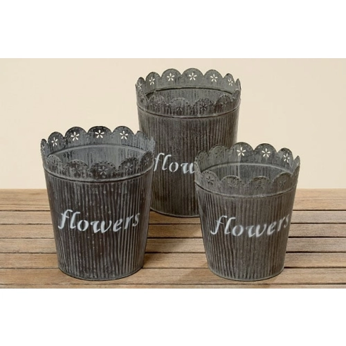 Kovový kvetináč "Flowers" - stredný