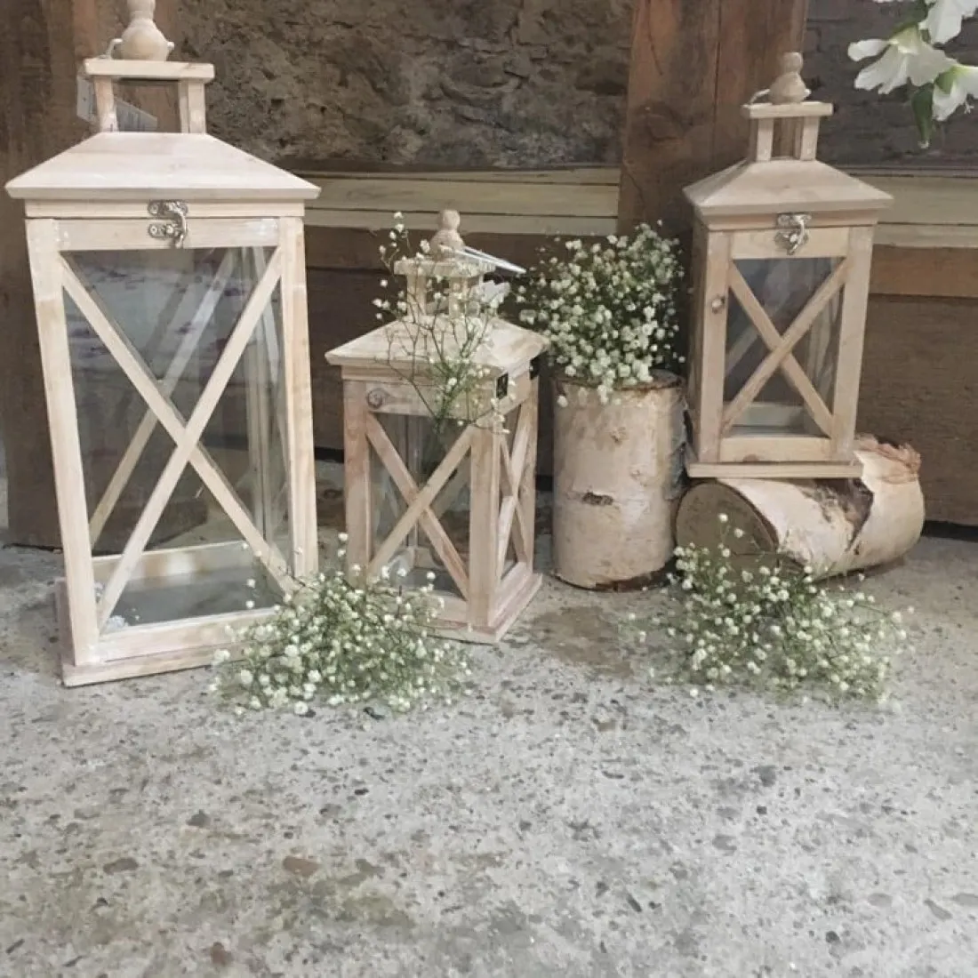 Drevený lampáš Shabby 49 cm - väčší