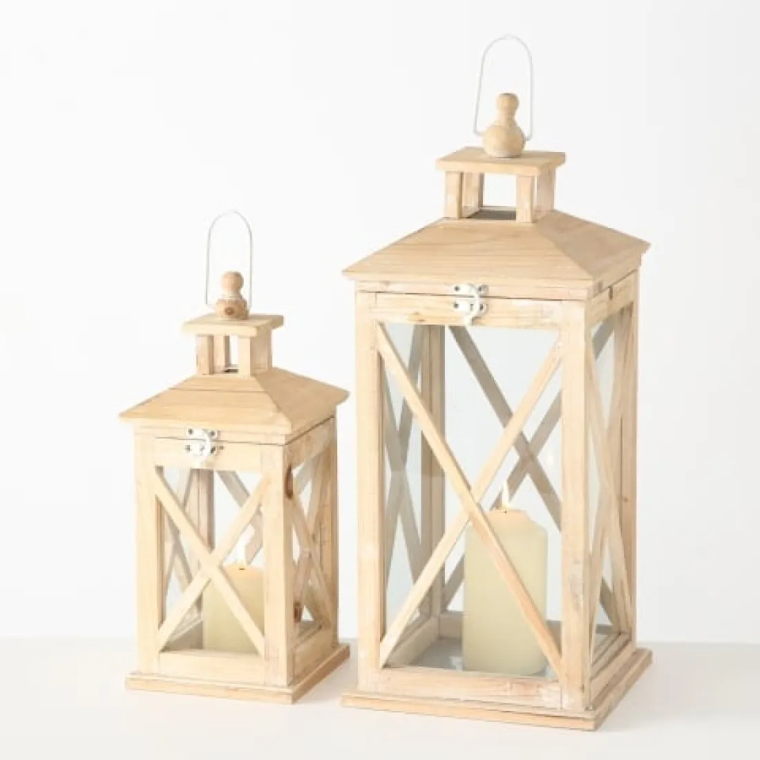 Drevený lampáš Shabby 49 cm - väčší
