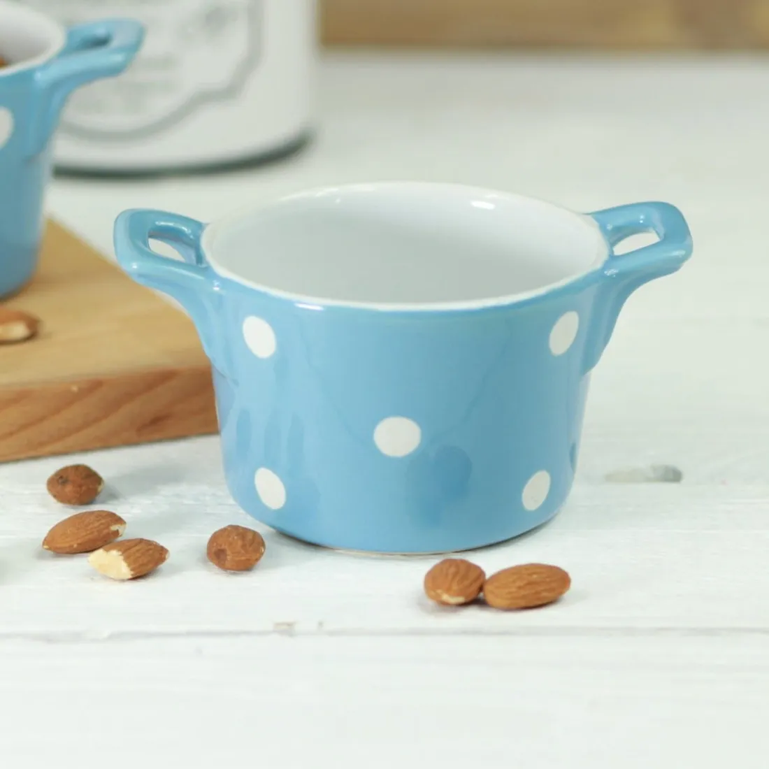 Keramická zapekacia miska s ušami 9 cm svetlo modrá