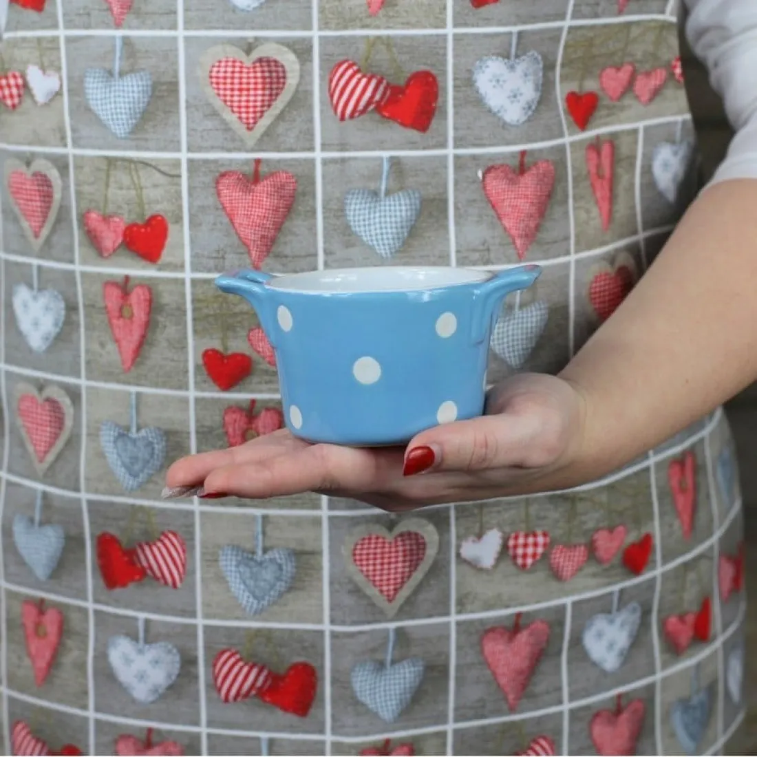 Keramická zapekacia miska s ušami 9 cm svetlo modrá