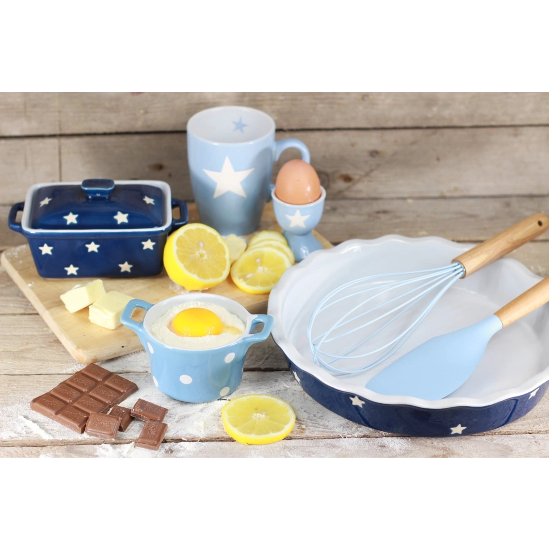 Keramická zapekacia miska s ušami 9 cm svetlo modrá