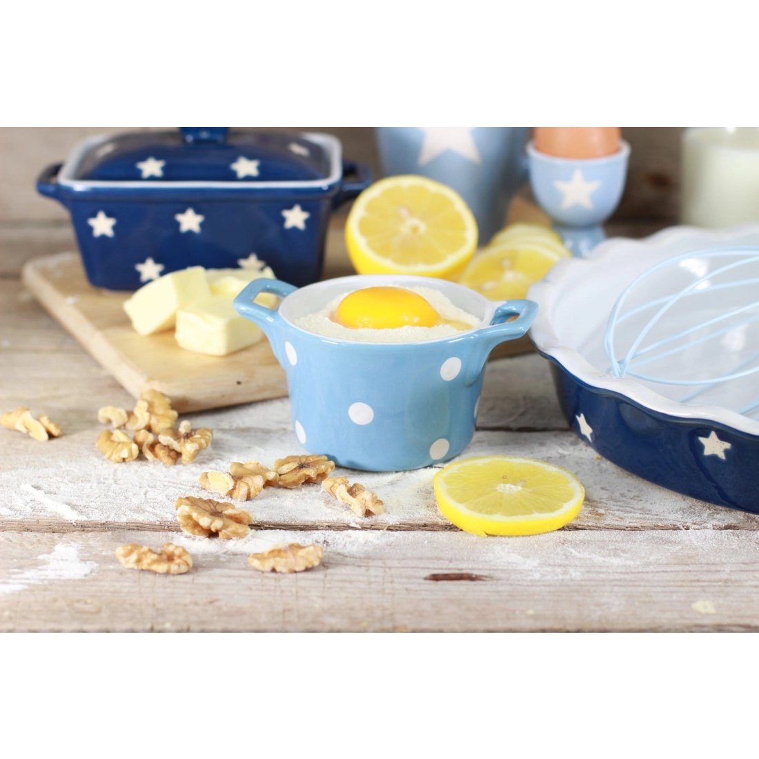 Keramická zapekacia miska s ušami 9 cm svetlo modrá