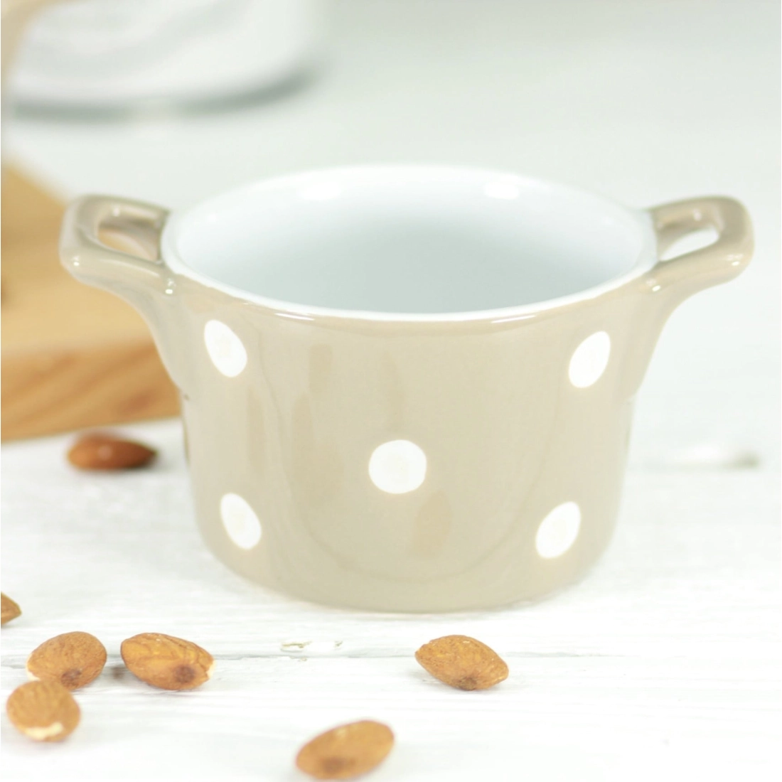 Keramická zapekacia miska s ušami 9 cm hnedá