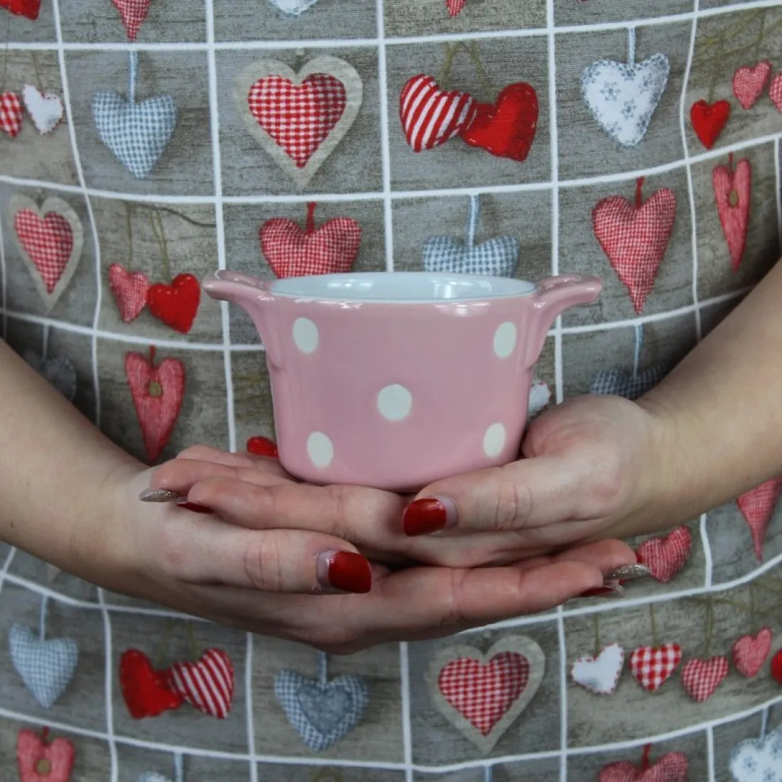 Keramická zapekacia miska s ušami 9 cm ružová