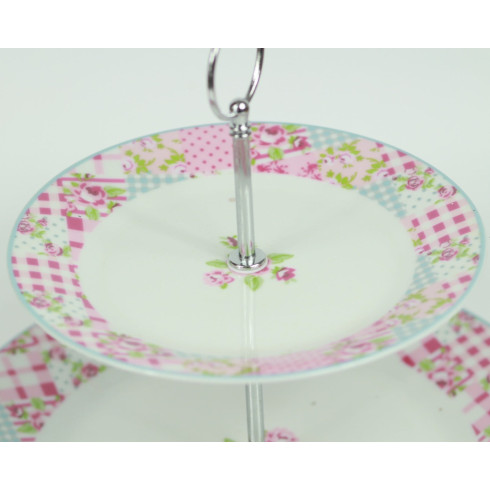 Porcelánový etažér Patchwork 24 cm - 2 poschodia