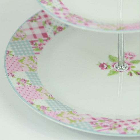 Porcelánový etažér Patchwork 24 cm - 2 poschodia