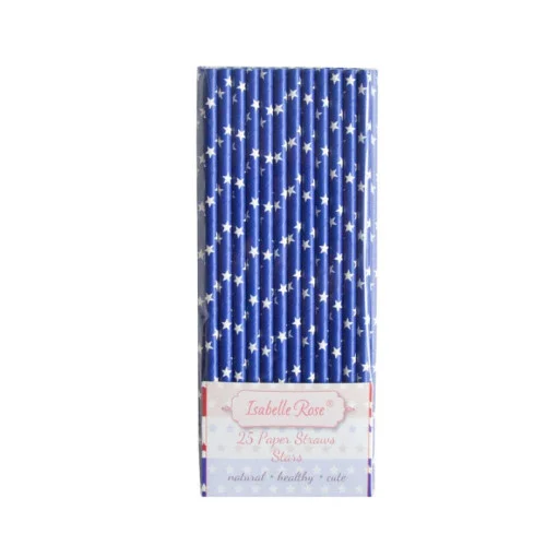 Papierové slamky 25 ks - tmavo modré