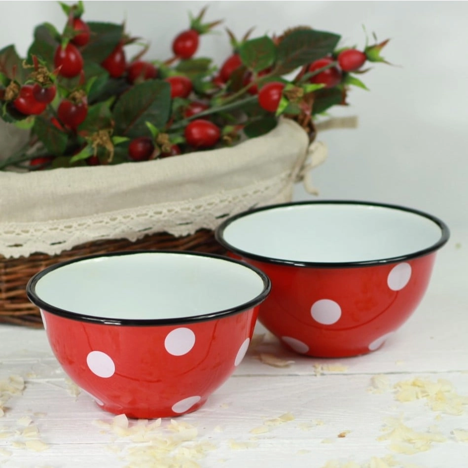 Plechová miska 600 ml - červená