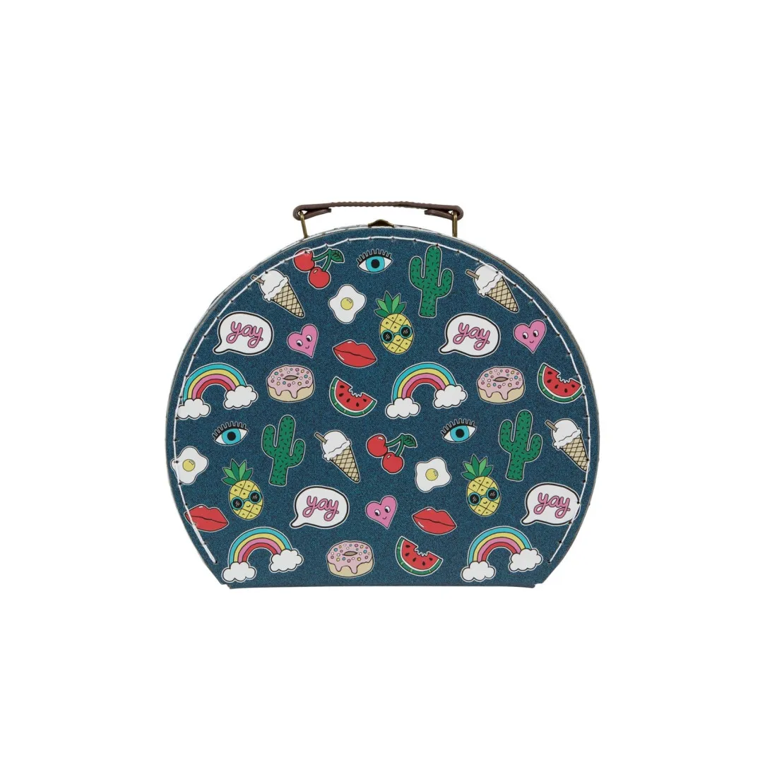 Kartónový kufrík s motívom nálepiek - väčší