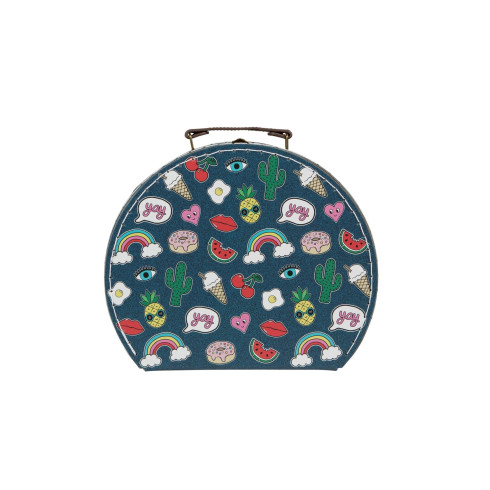 Kartónový kufrík s motívom nálepiek - väčší