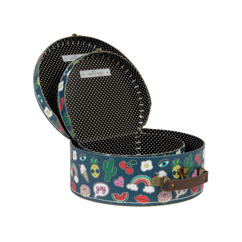 Kartónový kufrík s motívom nálepiek - väčší