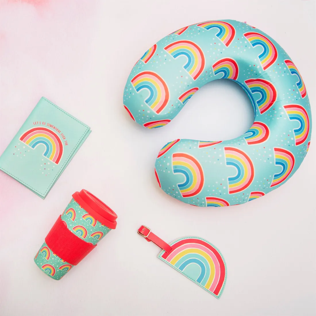 Bambusový cestovný hrnček s motívom dúhy - 400 ml