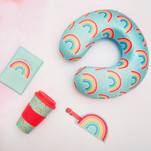 Bambusový cestovný hrnček s motívom dúhy - 400 ml