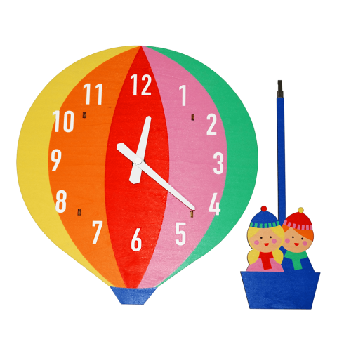 Detské drevené nástenné hodiny - Balón 40 cm