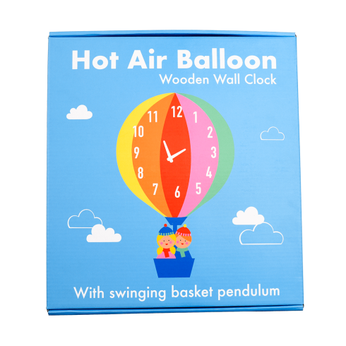 Detské drevené nástenné hodiny - Balón 40 cm