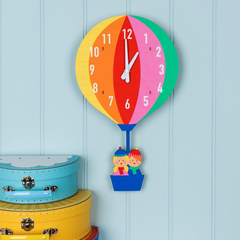 Dětské dřevěné nástěnné hodiny - Balón 40 cm