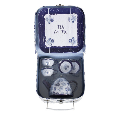 Dětský čajový set v kufříku - modrý