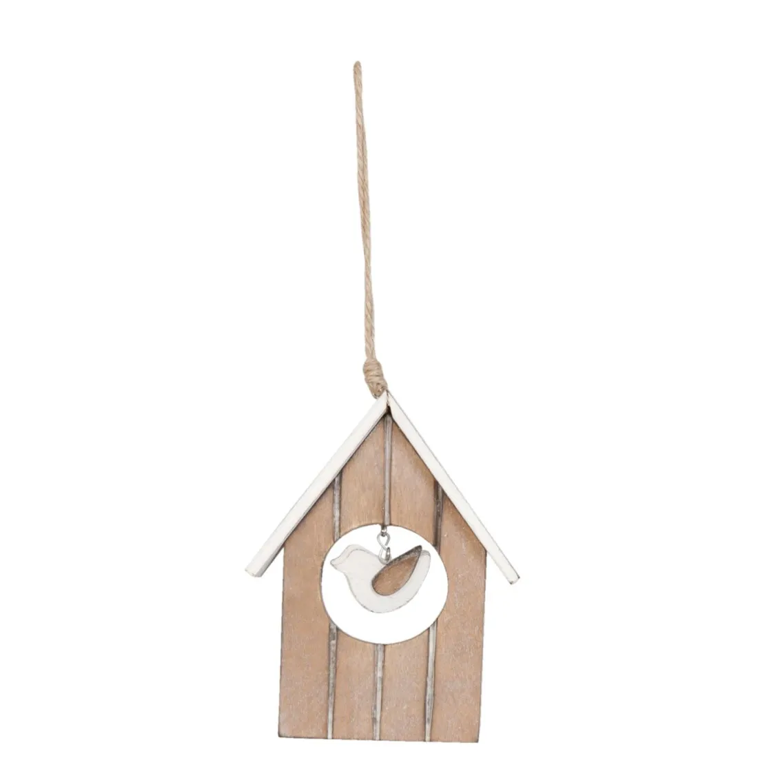 Dřevěná dekorace - budka na zavěšení - 14 cm