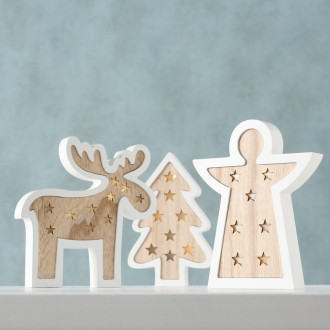 Drevená LED svietiaca dekorácia - 20 cm 1 ks