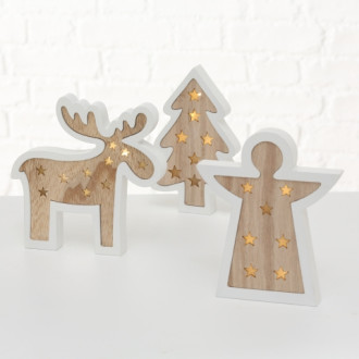 Drevená LED svietiaca dekorácia - 20 cm 1 ks
