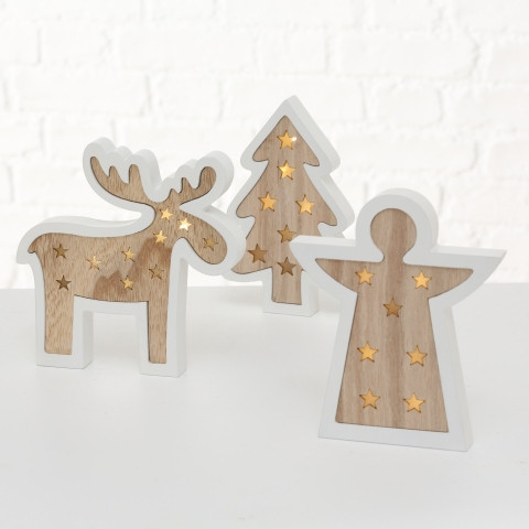 Drevená LED svietiaca dekorácia - 20 cm 1 ks