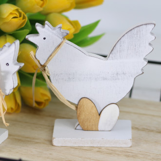 Dřevěná slepička / kohoutek k postavení