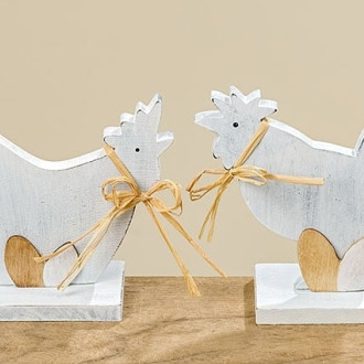 Dřevěná slepička / kohoutek k postavení