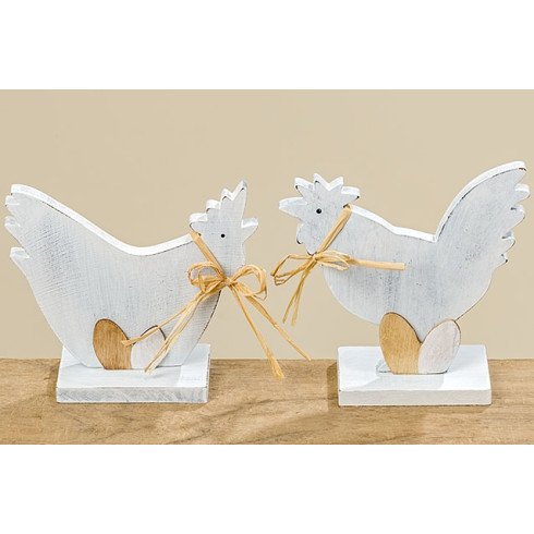 Dřevěná slepička / kohoutek k postavení