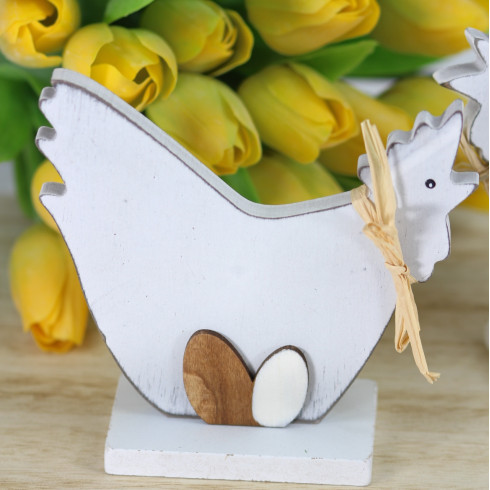 Dřevěná slepička / kohoutek k postavení