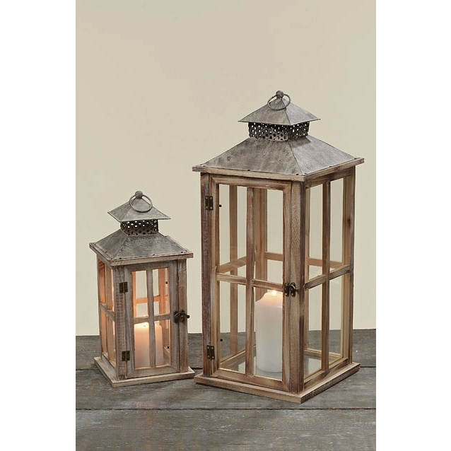 Dřevěná lucerna na svíčku Firola - 35 cm menší