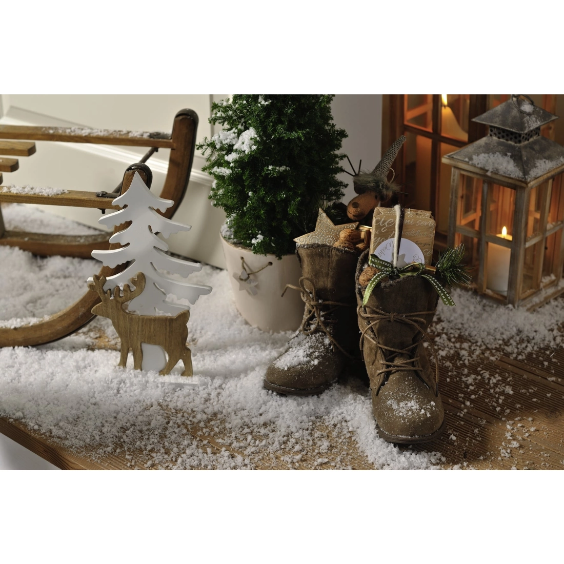 Dřevěná lucerna na svíčku Firola - 35 cm menší